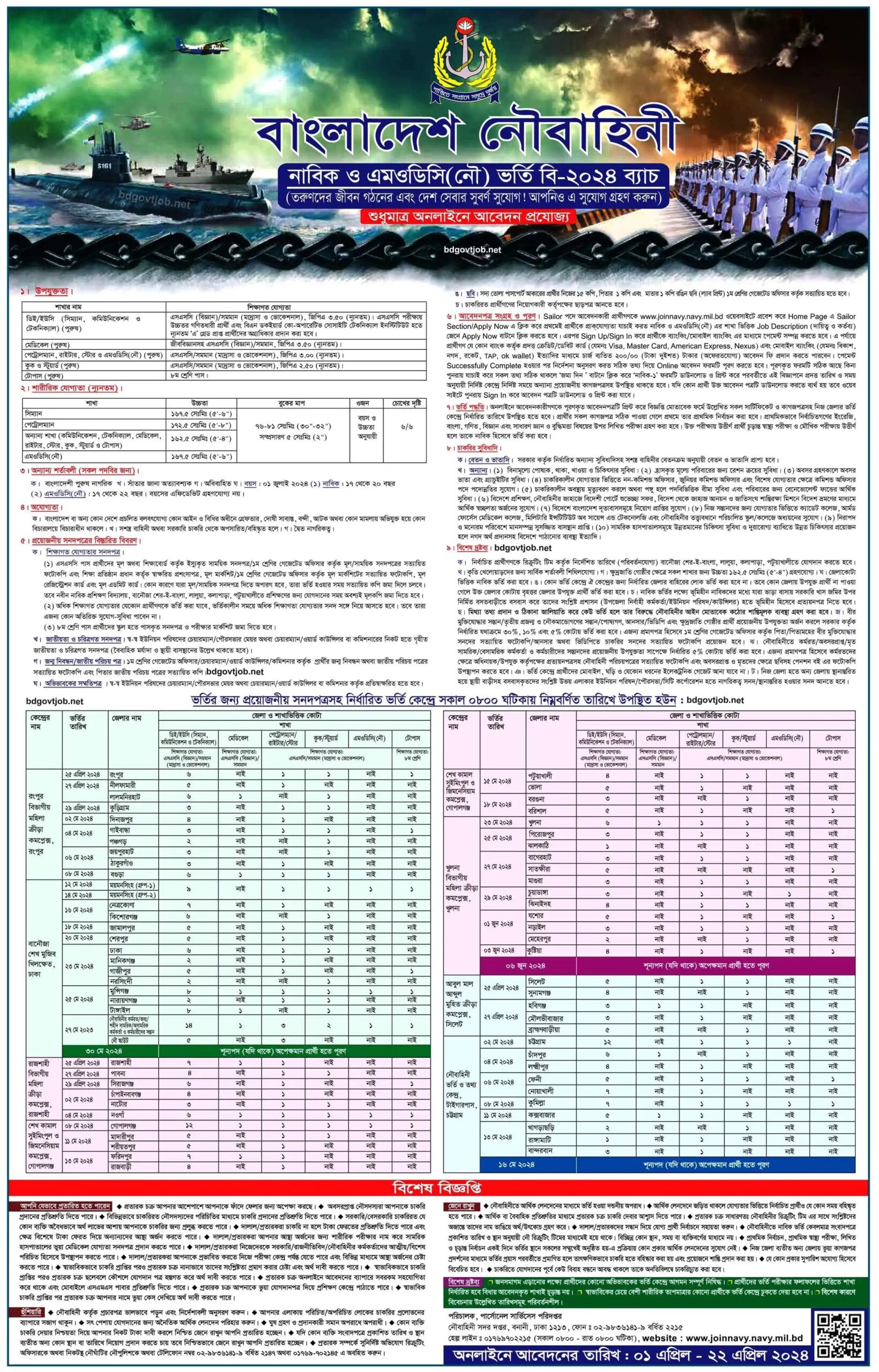 Bangladesh Navy has Published the Navy Govt Job Circular 2024 PDF