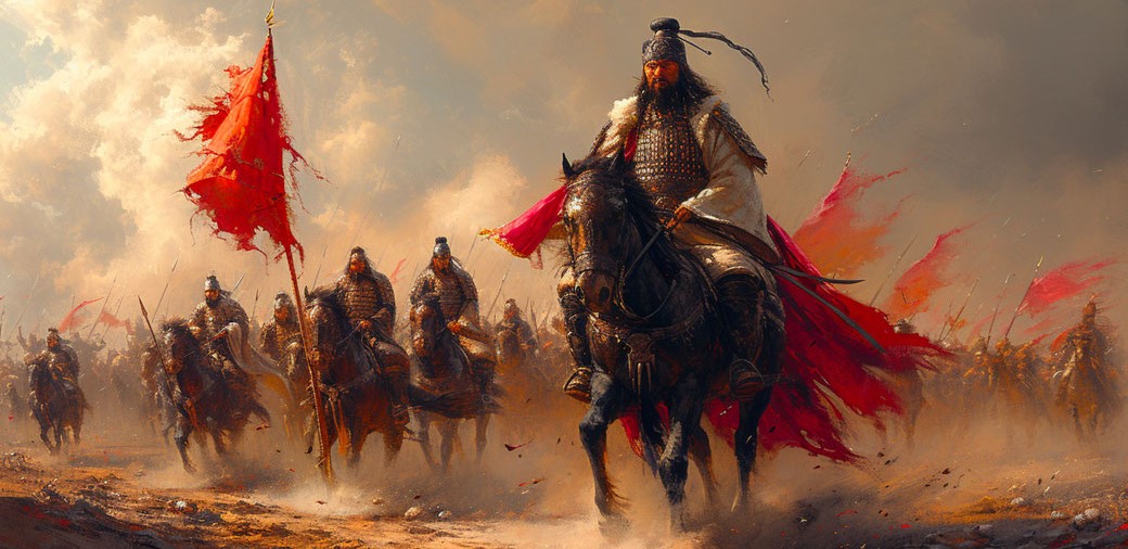 Around 1185 Genghis Khan's Moghol army marched west to collect taxes