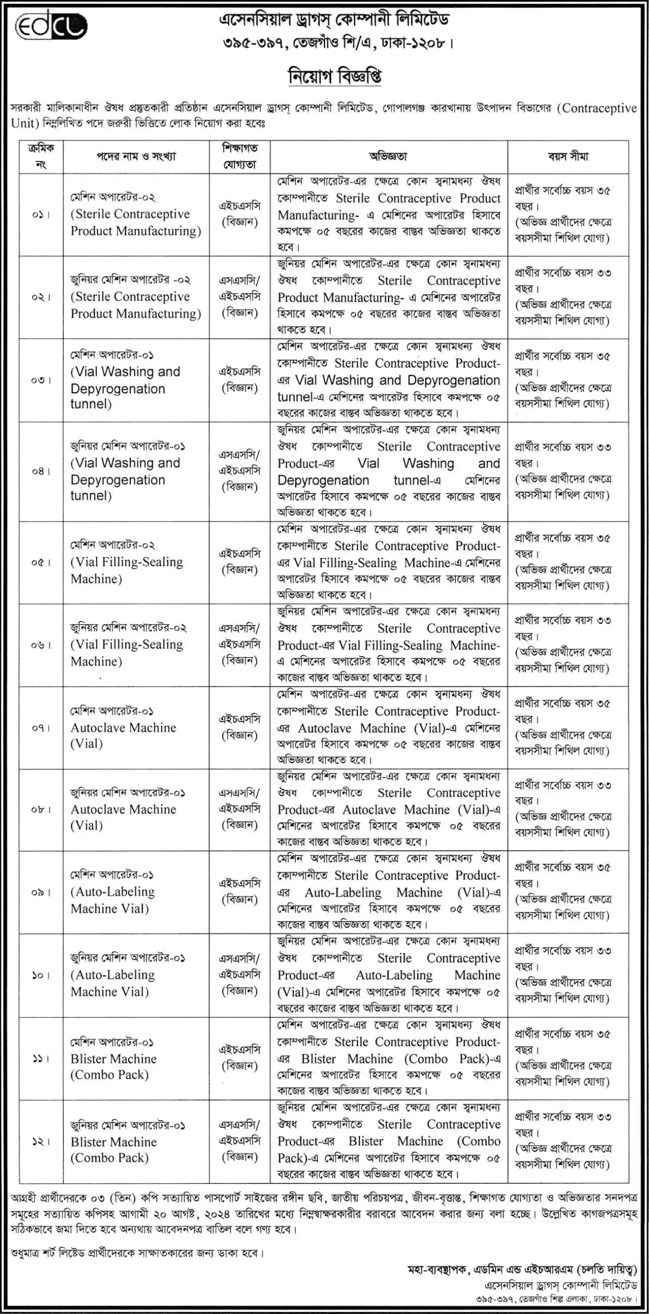 EDCL Govt-owned Company Job Circular 2024 PDF Officially Published-4