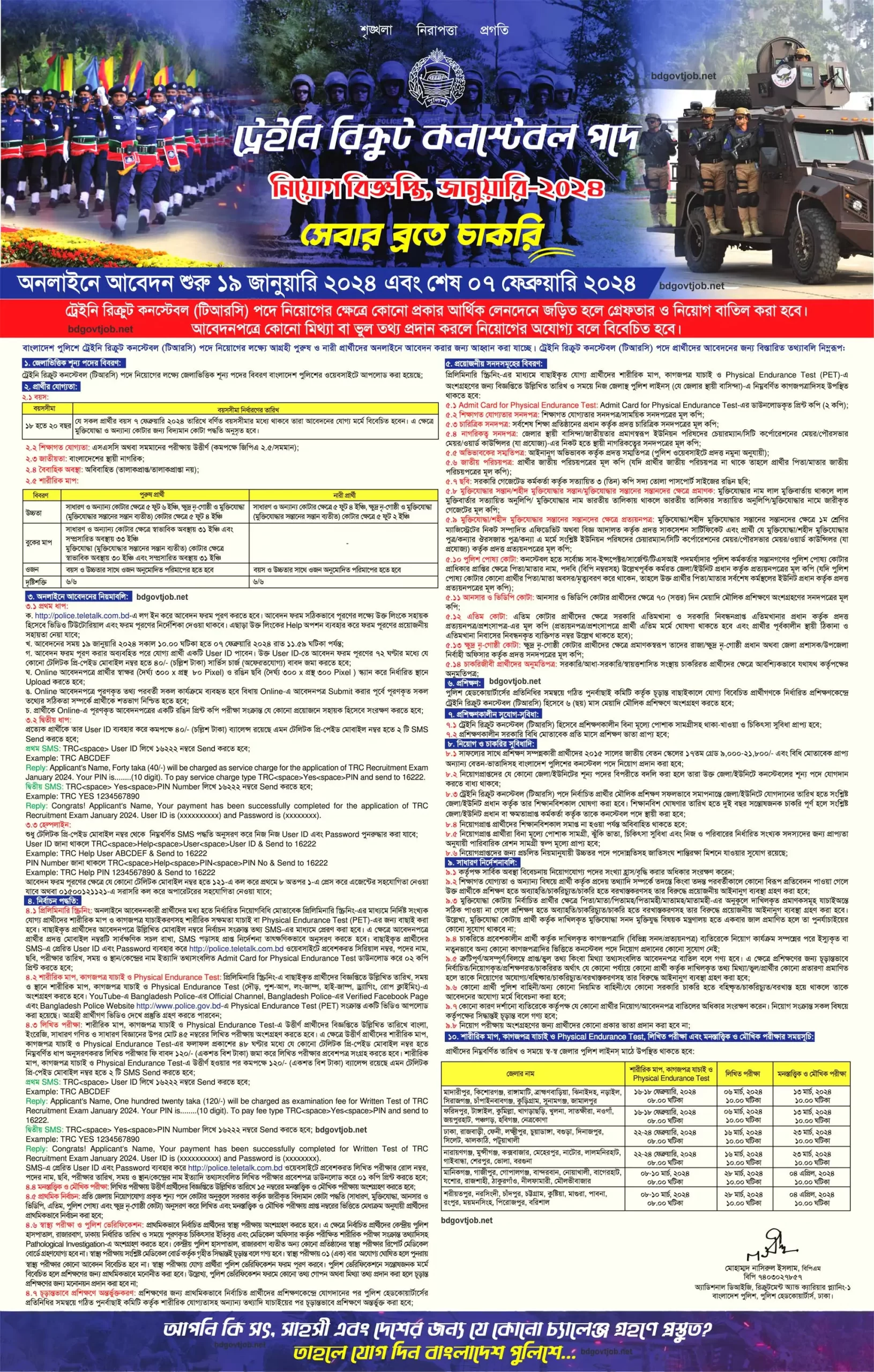 Bangladesh Police published the Police Govt Job Circular 2024 PDF-7